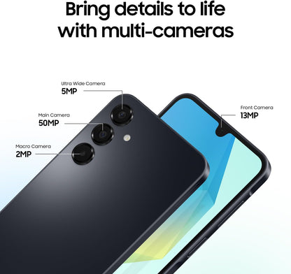 Samsung Galaxy A16 smartphone back close-up showing triple cameras and curved edge.