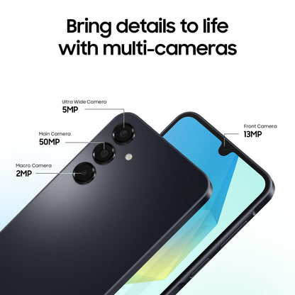 Samsung Galaxy A16 4G smartphone with rear multi-camera module and side buttons visible