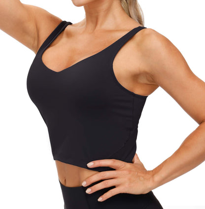 THE GYM PEOPLE Womens' Sports Bra Longline Wirefree Padded with Medium Support