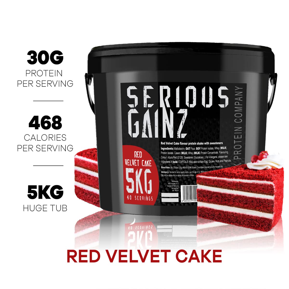 The Bulk Protein Company, SERIOUS GAINZ - Whey Protein Powder - Weight Gain, Mass Gainer - 30g Protein Powders (Strawberry, 5kg)