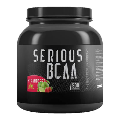 Serious BCAA Powder 500g, 100 Servings Pre Workout - Helps Build Muscle - The Bulk Protein Company (Raspberry Blast)