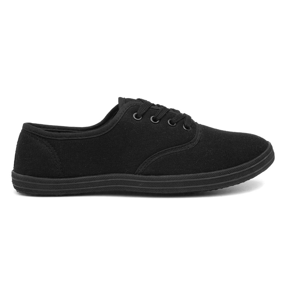 Red Fish Tai Womens Black Lace Up Canvas Shoe