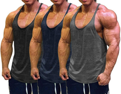 Muscle Cmdr Men's Bodybuilding Stringer Tank Tops 1 or 3 Pack