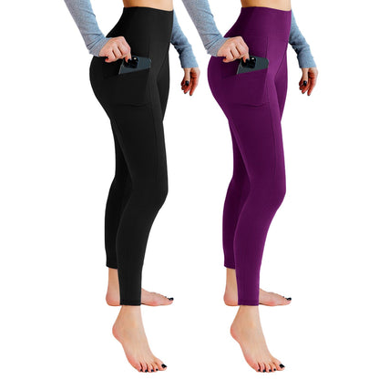 Leafigure 2-Pack High Waist Gym Leggings with Pockets for Women