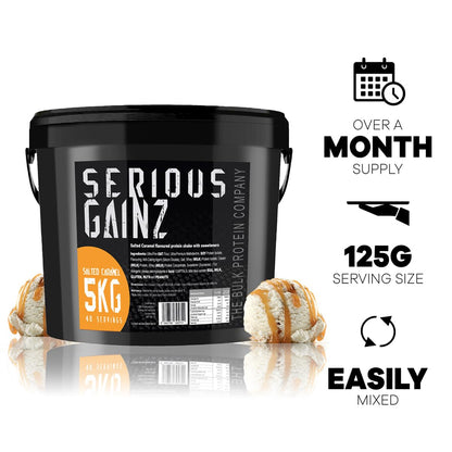 The Bulk Protein Company, SERIOUS GAINZ - Whey Protein Powder - Weight Gain, Mass Gainer - 30g Protein Powders (Strawberry, 5kg)