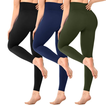 SINOPHANT Pack of 3 Women's High Waist Opaque Black Leggings for Gym Yoga Sports