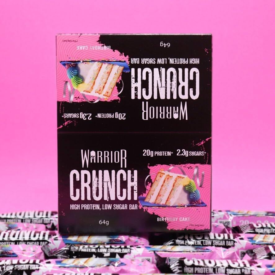 Warrior Crunch - High Protein Bars - 20g Protein Each Bar - Low Carb, Low Sugar Snack - 12 Pack x 64g (Variety Pack)