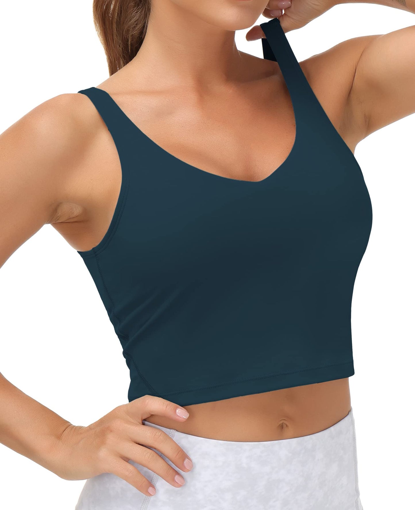 THE GYM PEOPLE Womens' Sports Bra Longline Wirefree Padded with Medium Support