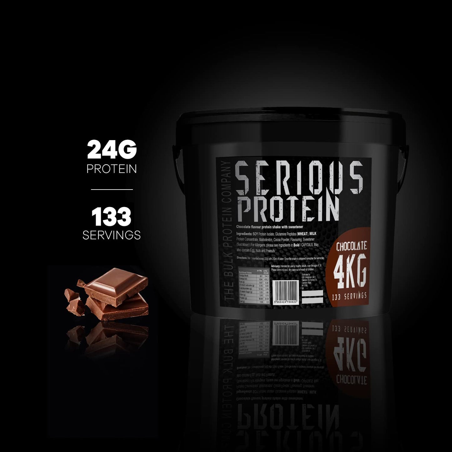 SERIOUS PROTEIN – Protein Powder – 4kg – Low Carb – Supports Lean Muscle Growth – Recovery Supplement - The Bulk Protein Company - 133 Servings (Salted Caramel)