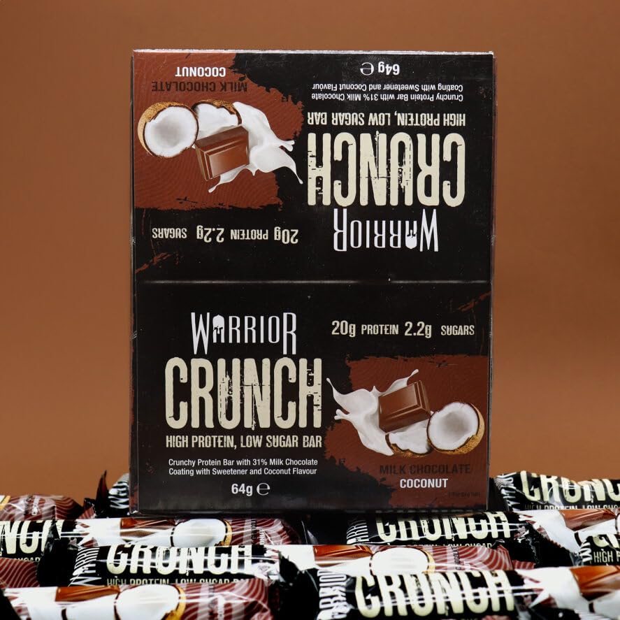 Warrior Crunch - High Protein Bars - 20g Protein Each Bar - Low Carb, Low Sugar Snack - 12 Pack x 64g (Variety Pack)