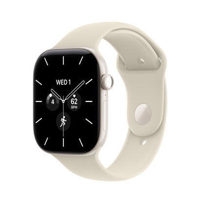 GPS smartwatch with white silicone band and black square display