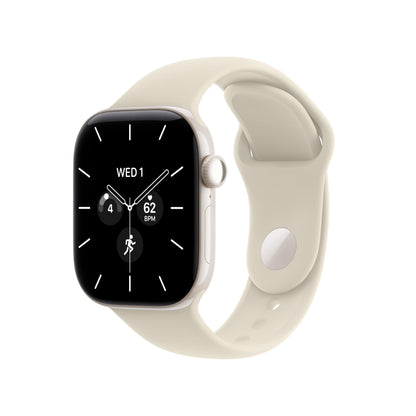 GPS smartwatch with black display and cream silicone band