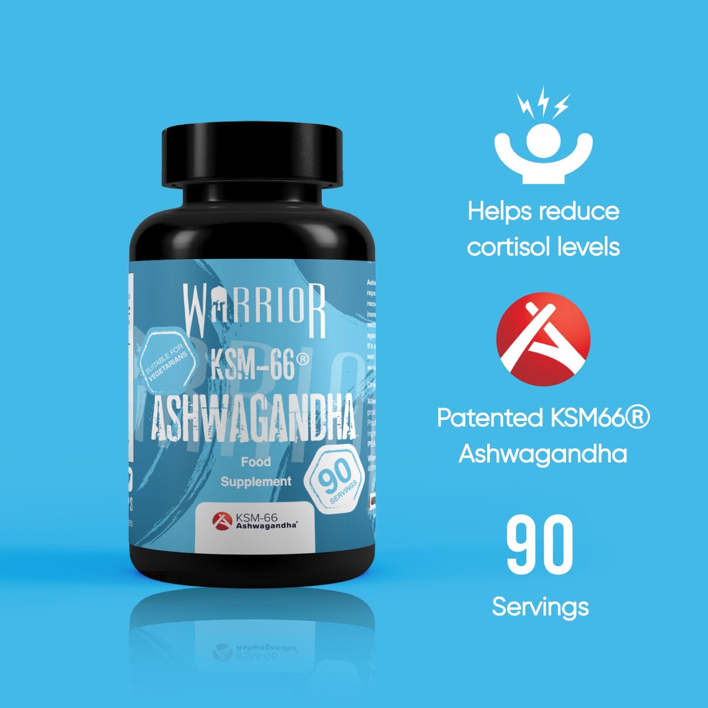 Warrior Ashwagandha KSM 66 – Root Extract 300mg – Suitable for Vegetarians – 90 Capsules (3 Months’ Supply)