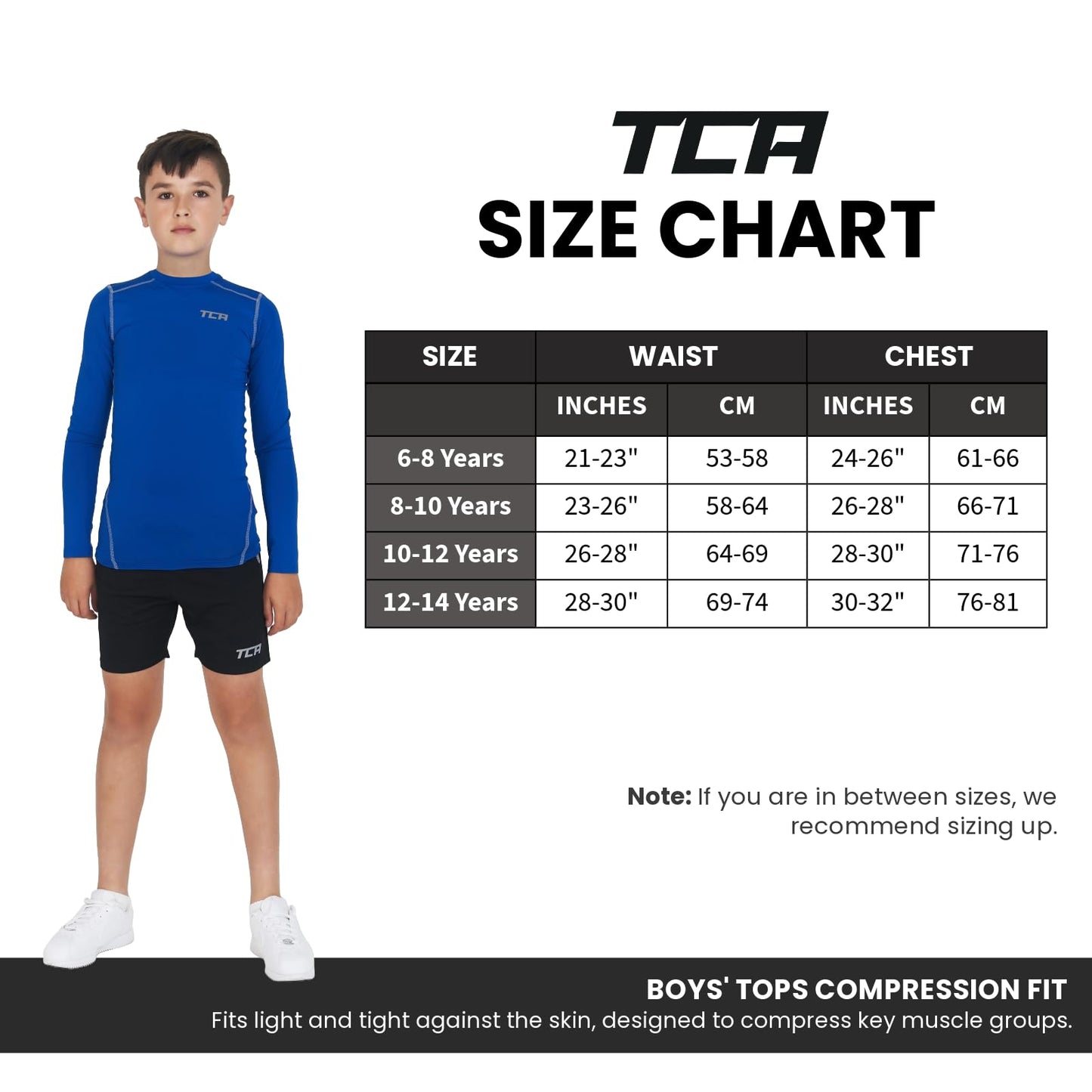 TCA Boys Pro Performance Compression Shirt Long Sleeve Top Compression Tops for Boys Base Layers Boys