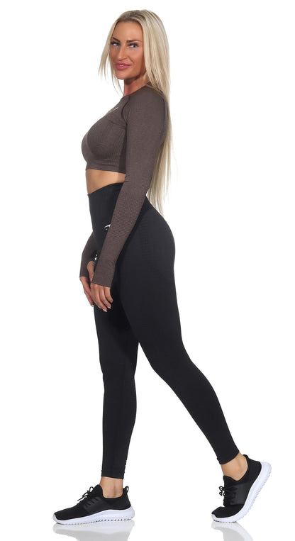 GYMSHARK Vital Seamlesss Womens Fitness Training Crop Top Brown