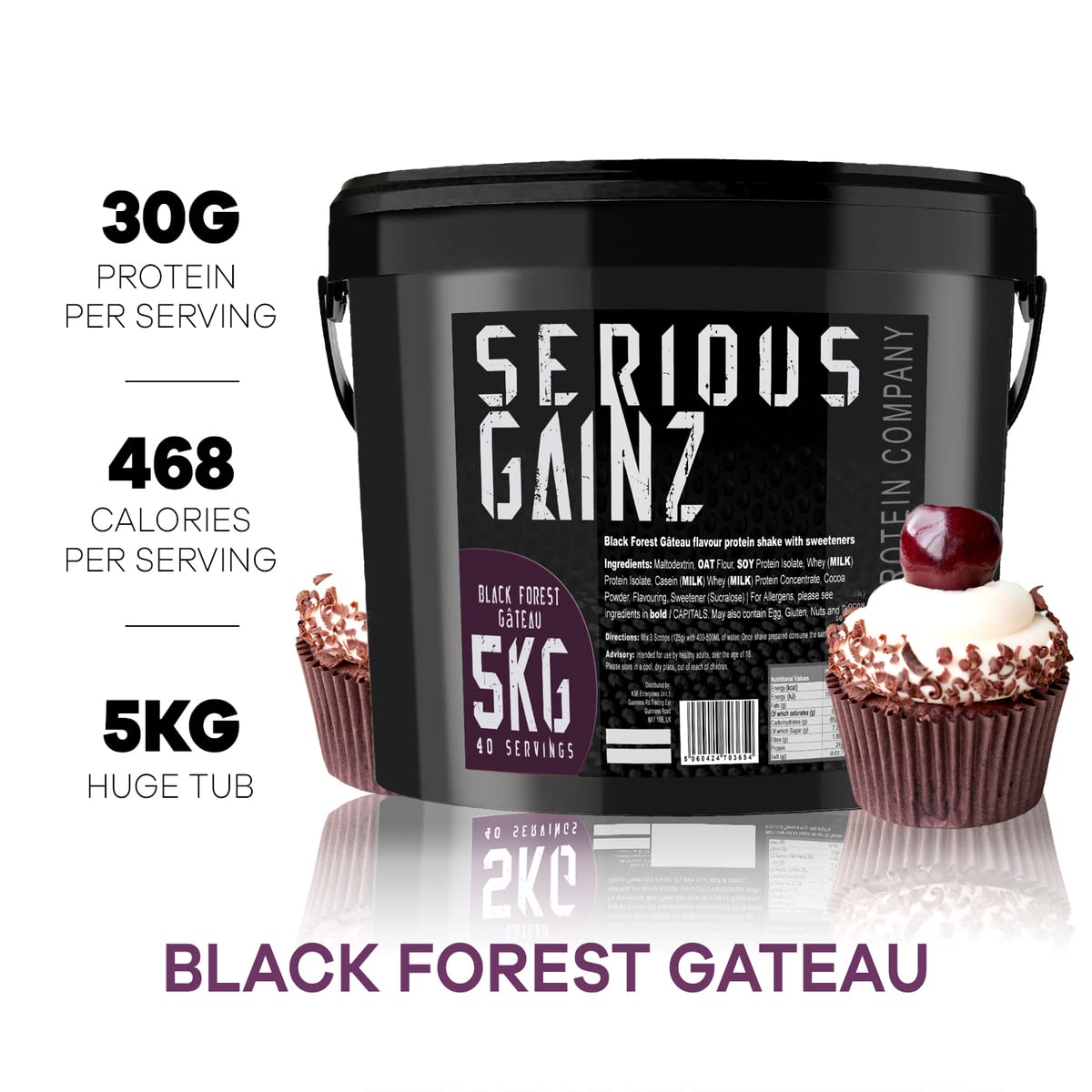 The Bulk Protein Company, SERIOUS GAINZ - Whey Protein Powder - Weight Gain, Mass Gainer - 30g Protein Powders (Strawberry, 5kg)