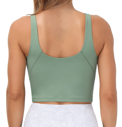 THE GYM PEOPLE Womens' Sports Bra Longline Wirefree Padded with Medium Support