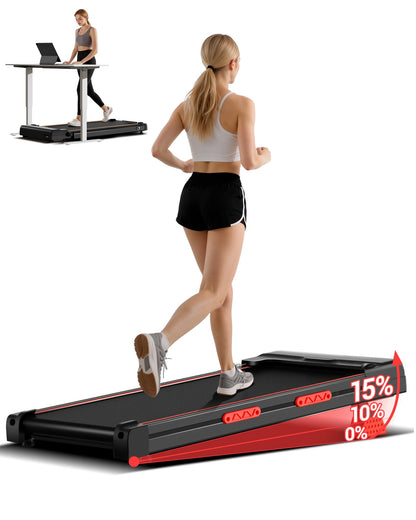 Walking Pad Treadmill with 15% Incline, 3 in 1 Under Desk Treadmill