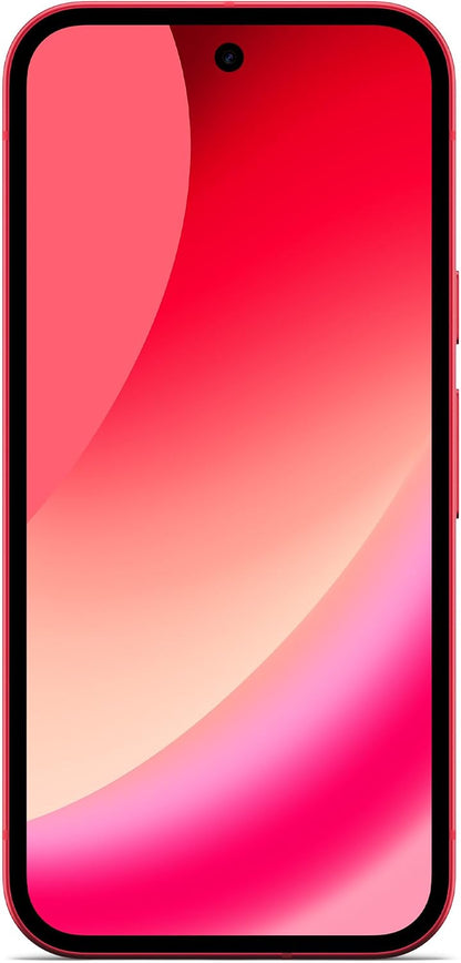 Blue smartphone front with gradient wallpaper and front camera cutout