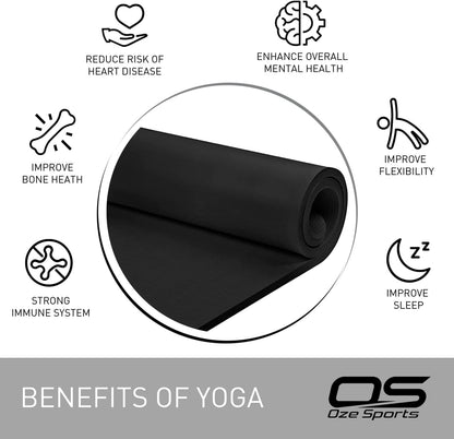 OZE SPORTS Yoga Mat – Extra Thick NBR Foam, Non-Slip, Large