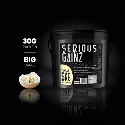 The Bulk Protein Company, SERIOUS GAINZ - Whey Protein Powder - Weight Gain, Mass Gainer - 30g Protein Powders (Strawberry, 5kg)