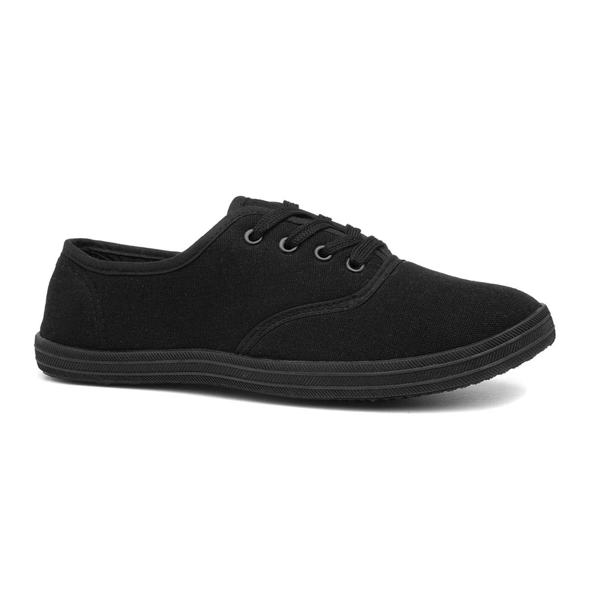Red Fish Tai Womens Black Lace Up Canvas Shoe
