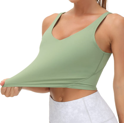 THE GYM PEOPLE Womens' Sports Bra Longline Wirefree Padded with Medium Support