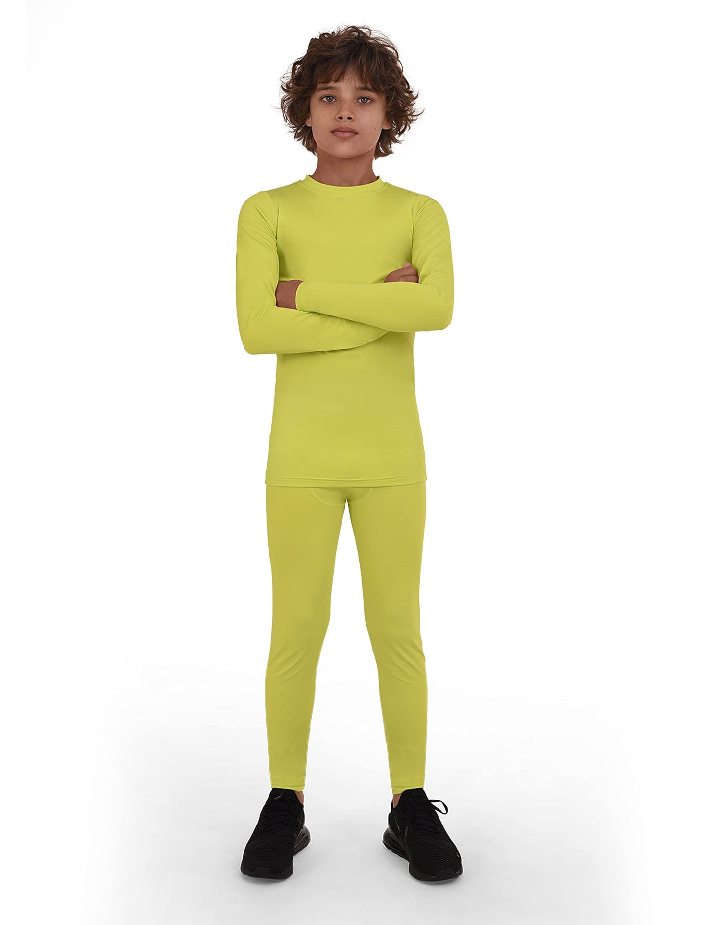 PowerLayer Skins for Boys Kids Base Layer Thermal Long Sleeve Top & Tights Football Compression Set