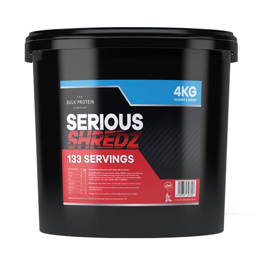 Serious Shredz 4kg – Diet Whey Protein Powder – Contains L-Carnitine L-Tartrate and Green Tea Extract – Supports Lean Muscle Growth, 133 Servings – The Bulk Protein Company (Cookies & Cream)