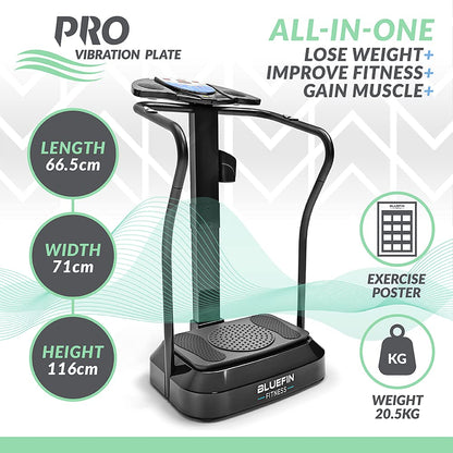 Bluefin Fitness Vibration Plate | Pro Model | Upgraded Design With Silent Motors | Comes with Built in Speakers