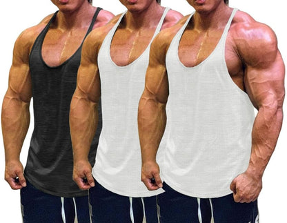 Muscle Cmdr Men's Bodybuilding Stringer Tank Tops 1 or 3 Pack
