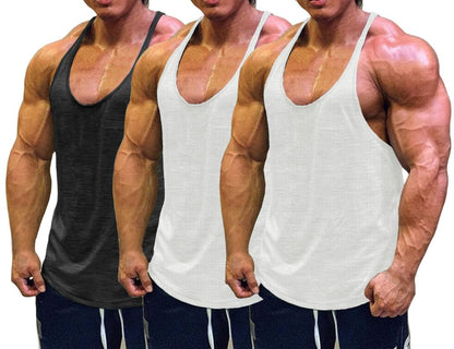 Muscle Cmdr Men's Bodybuilding Stringer Tank Tops Y-Back Gym Fitness Workout Training Running T-Shirts Athletic Quick Dry Top