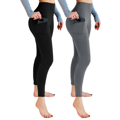 Leafigure 2-Pack High Waist Gym Leggings with Pockets for Women