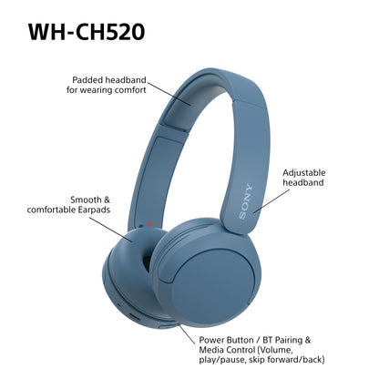 Sony WH-CH520 Wireless Bluetooth On-Ear Headphones