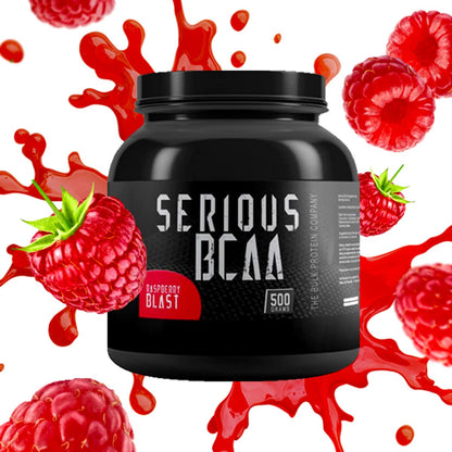 Serious BCAA Powder 500g, 100 Servings Pre Workout - Helps Build Muscle - The Bulk Protein Company (Raspberry Blast)