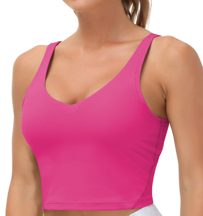 THE GYM PEOPLE Womens' Sports Bra Longline Wirefree Padded with Medium Support