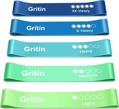 Resistance Bands, Set of 5 Skin-Friendly Resistance  Loop Bands