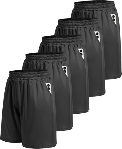 5 Pack Athletic Gym Mens Shorts