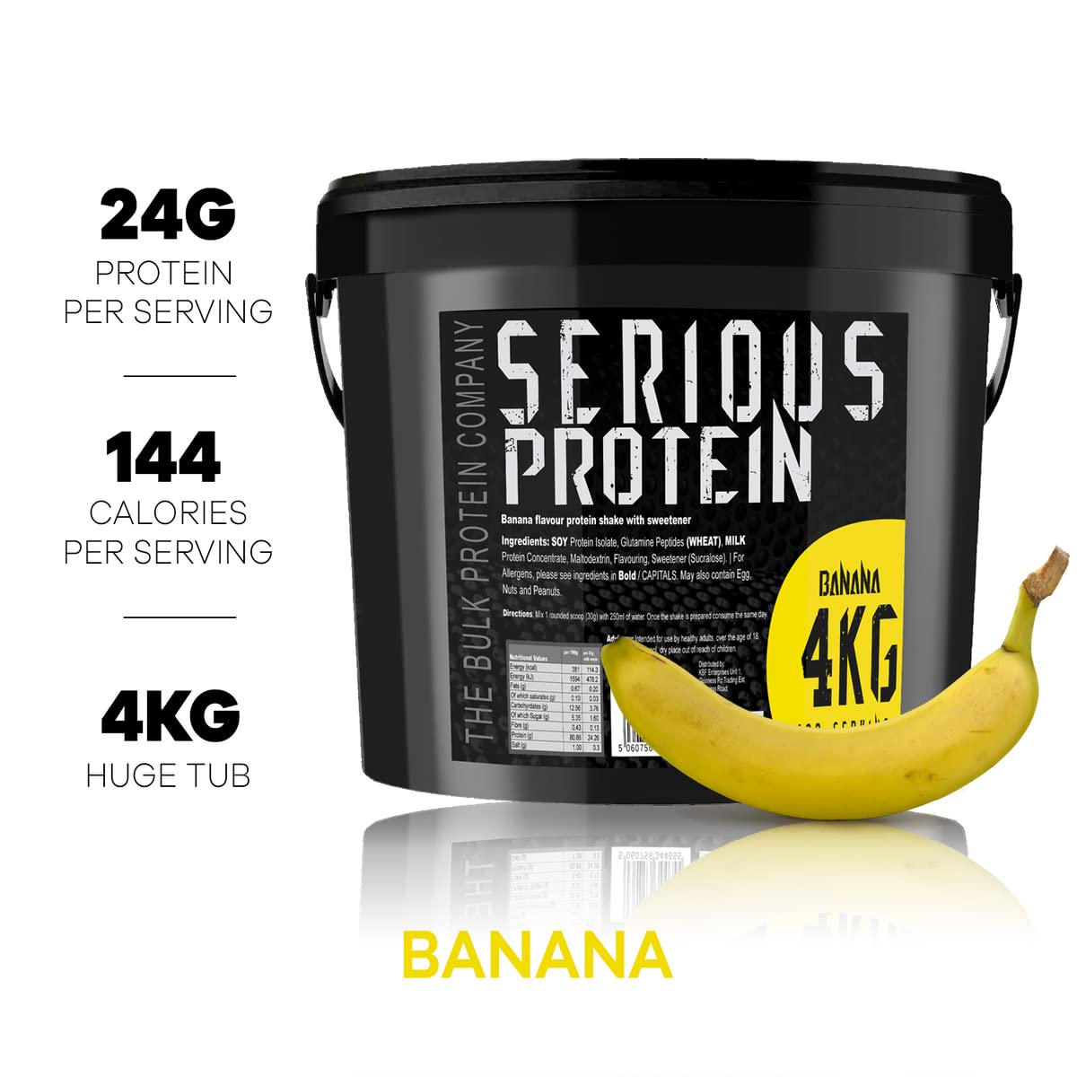 SERIOUS PROTEIN – Protein Powder – 4kg – Low Carb – Supports Lean Muscle Growth – Recovery Supplement - The Bulk Protein Company - 133 Servings (Salted Caramel)