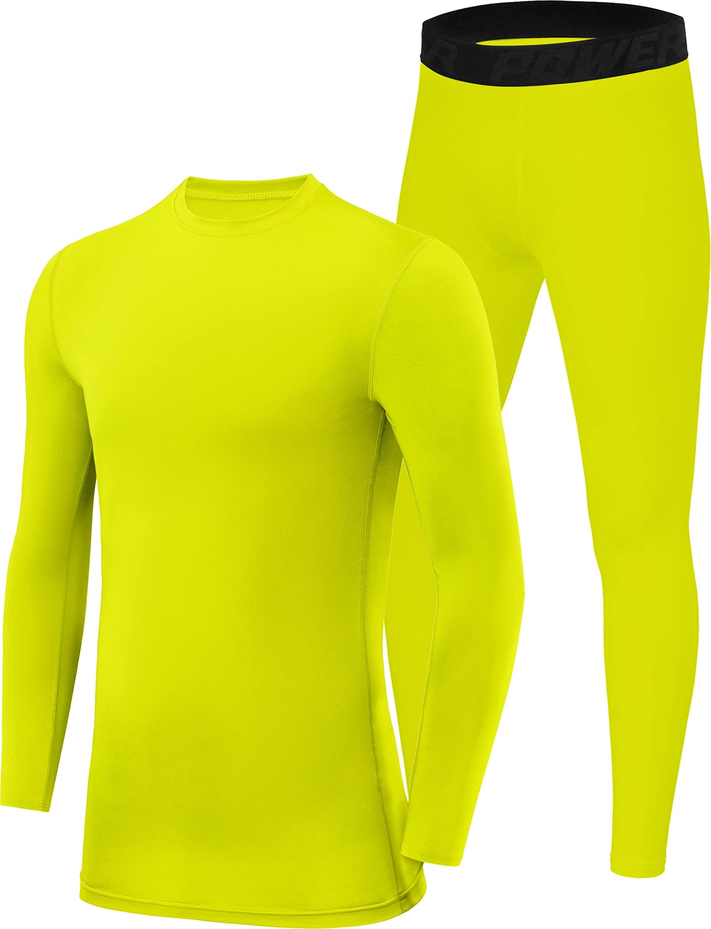 PowerLayer Skins for Boys Kids Base Layer Thermal Long Sleeve Top & Tights Football Compression Set