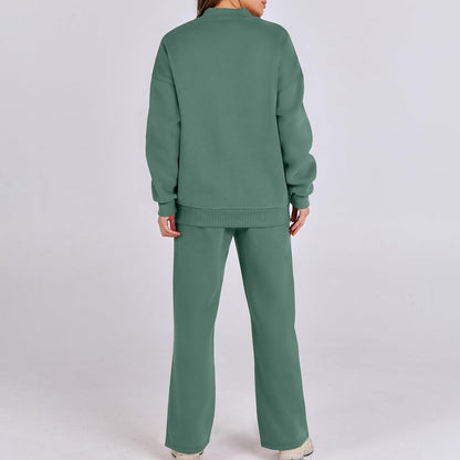 Two Piece Set for Women Full Zipper Jackets and Trousers Set