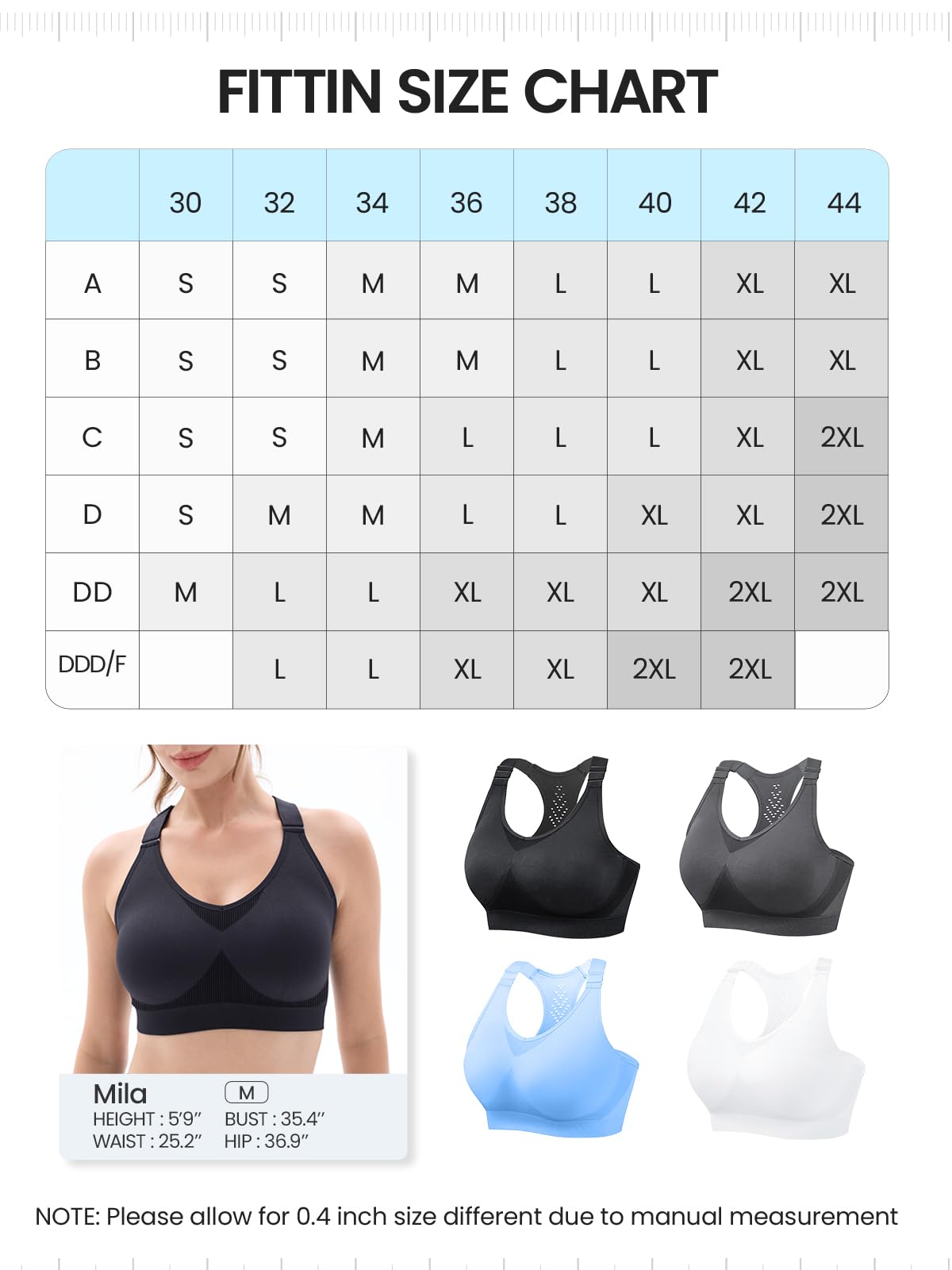 FITTIN Adjustable Sports Bras for Women: Padded Racerback Seamless Workout Yoga Bras