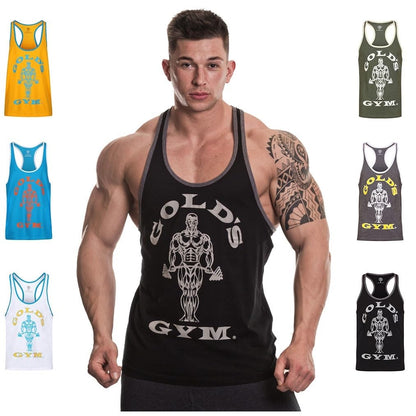 Gold's Gym GGVST004 Men's Training Sports Fitness Tank Top Muscle Joe Contrast Stringer Vest