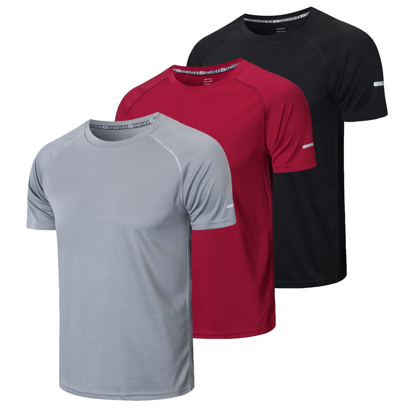 Gaiatiger 3 Pack Mens T-Shirts Dry-Fit Short Sleeve T-Shirts Moisture Wicking Active Athletic Running Tops Men Work Shirts