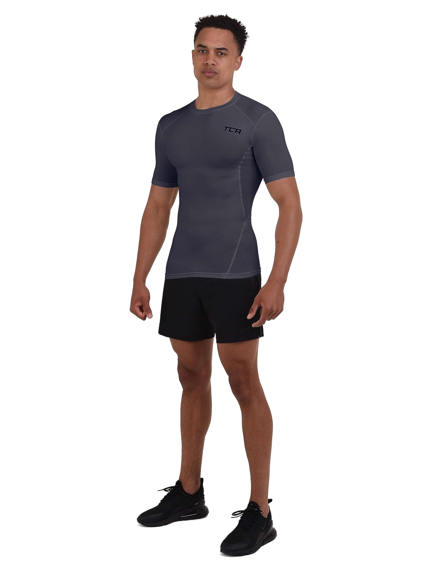 TCA Men's and Boys' HyperFusion Compression Base Layer Top Short Sleeve Under Shirt