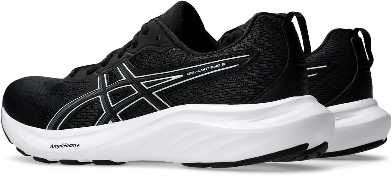 Asics Men's Gel-Contend 9 Sneaker, Black White, 8.5 UK