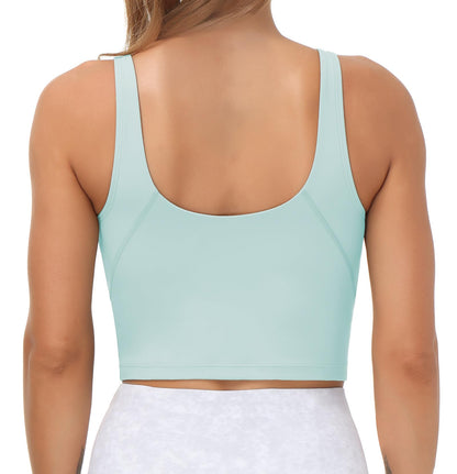 THE GYM PEOPLE Womens' Sports Bra Longline Wirefree Padded with Medium Support