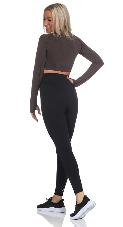 GYMSHARK Vital Seamlesss Womens Fitness Training Crop Top Brown