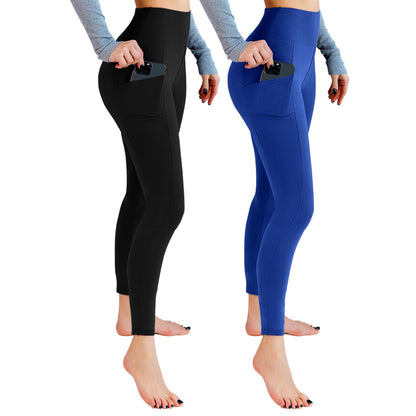 Leafigure 2-Pack High Waist Gym Leggings with Pockets for Women