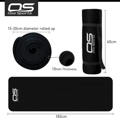 OZE SPORTS Yoga Mat – Extra Thick NBR Foam, Non-Slip, Large